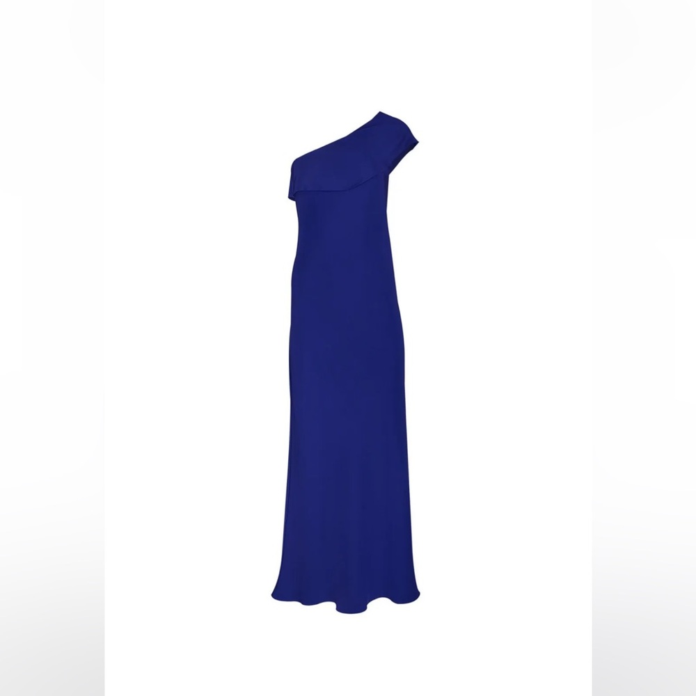 Elegant One-Shoulder Blue Dress - Picture 4 of 12